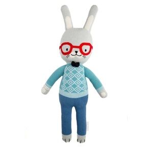Cuddle + Kind Benedict The Bunny Hank knit Blue and Gray Doll